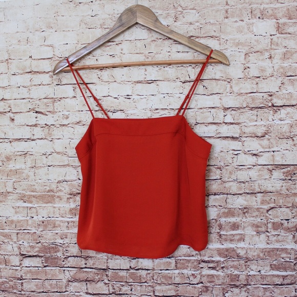 Express | Orange Square Neck Spaghetti Strap Crop - Picture 2 of 6